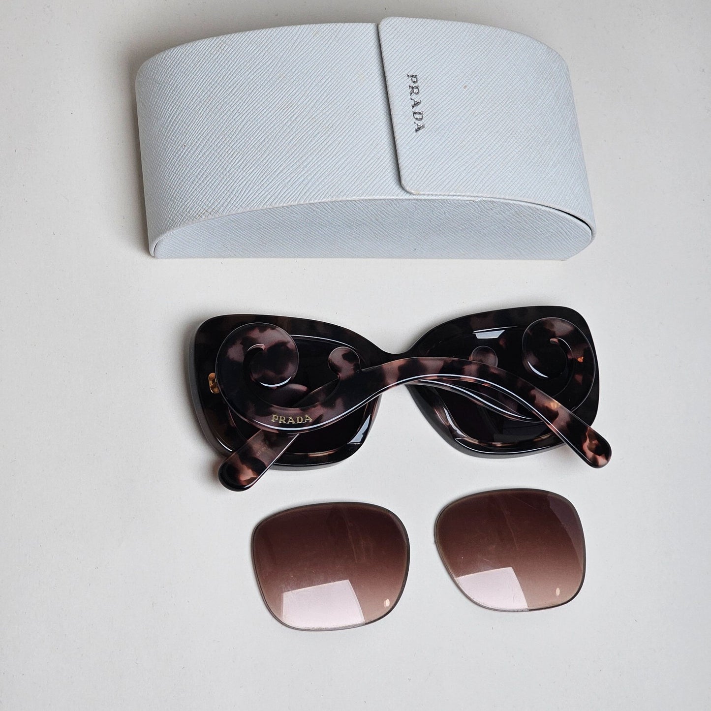 Prada Sunglasses Baroque Swirl Square Black Brown PR27OS SPR 27O ROL-0A6 140325