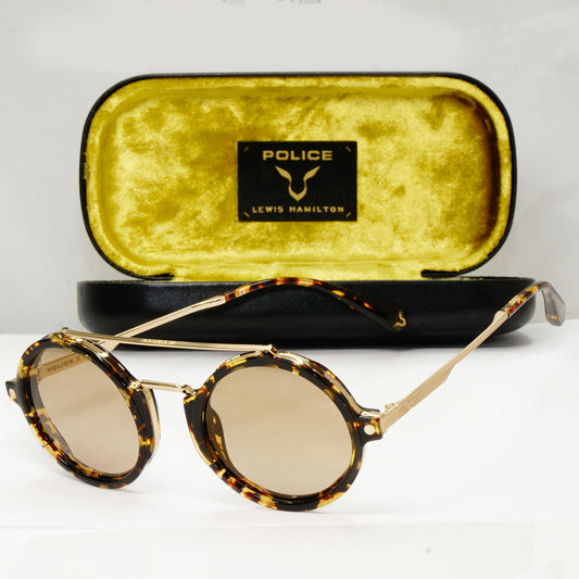Police Lewis Hamilton F1 Sunglasses Gold Brown Tortoise Round SPL A27 COL 594G