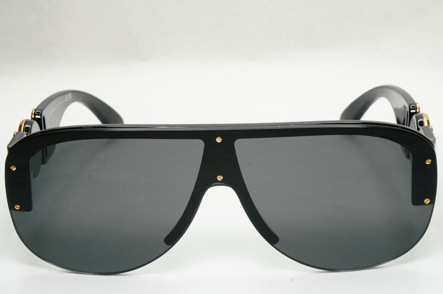 Versace Sunglasses Black Gold Shield Pilot Medusa Biggie MOD VE 4391 GB1/87
