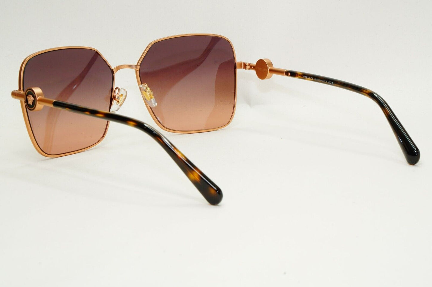 Versace Sunglasses Gold Brown Gradient Matte Square Medusa MOD VE 2227 1466/G9