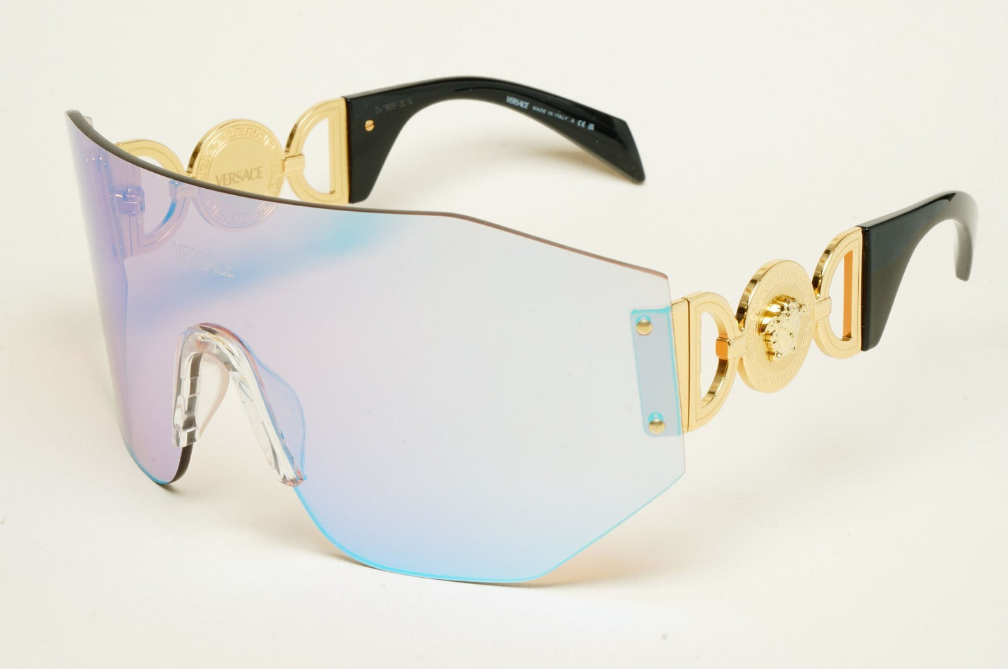 Versace Sunglasses Unisex Gold Medusa Shield Visor Ski Large MOD VE 2258 1002/MA