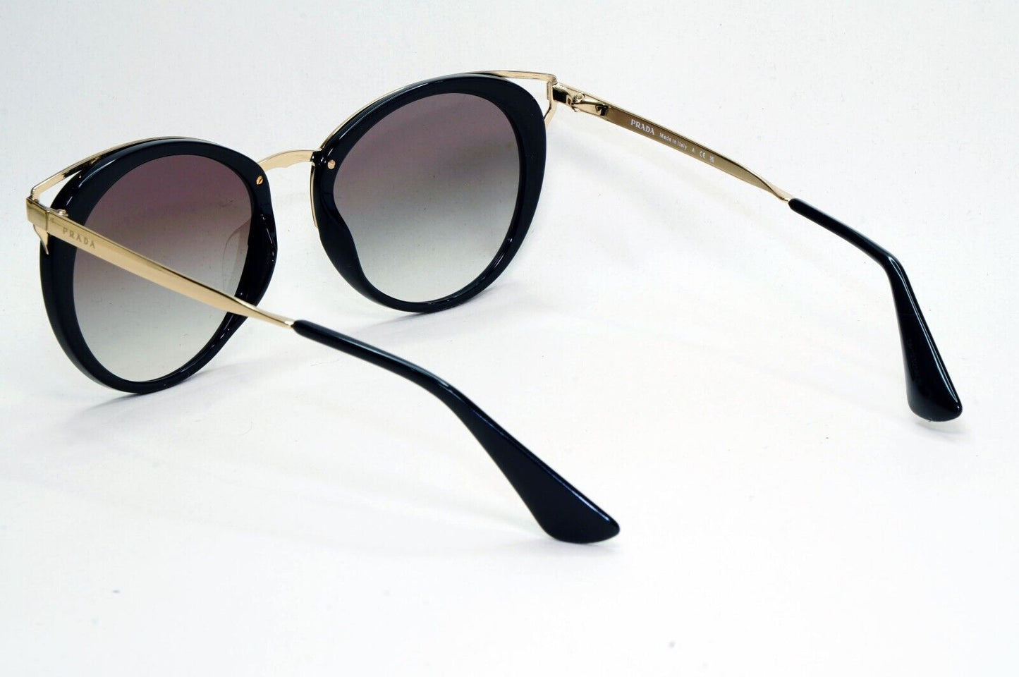 Prada Sunglasses Black Gold Grey Gradient Round PR66TS SPR 66T 1AB-0A7 210924