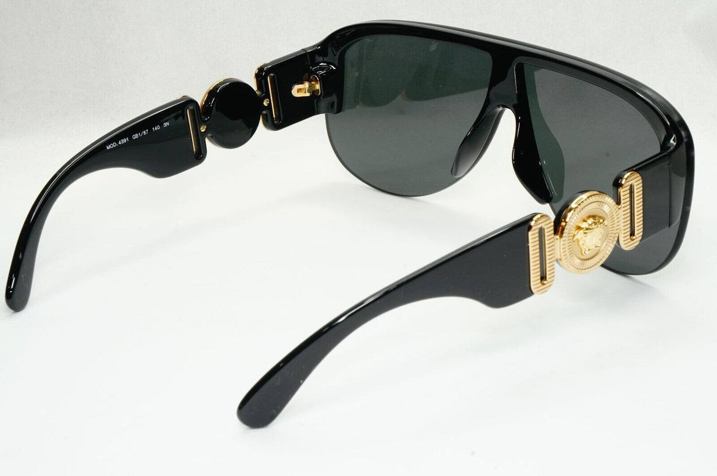 Versace Sunglasses Black Gold Shield Pilot Medusa Biggie MOD VE 4391 GB1/87