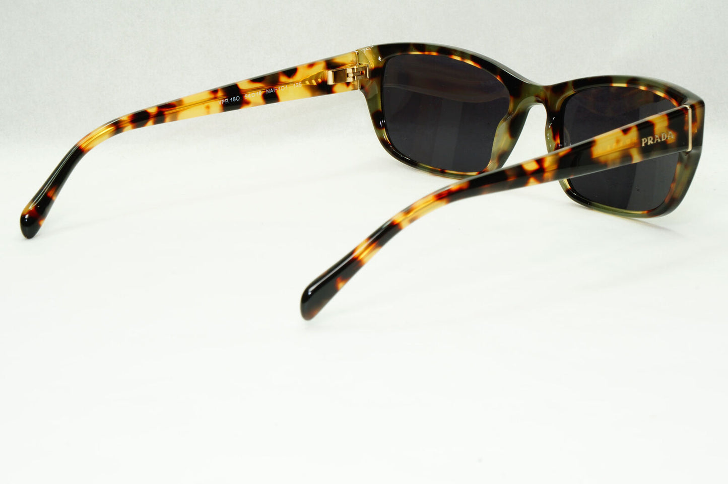 Prada Sunglasses Black Rectangle Brown Tortoise PR18OV VPR 18O NAI-1O1 54mm