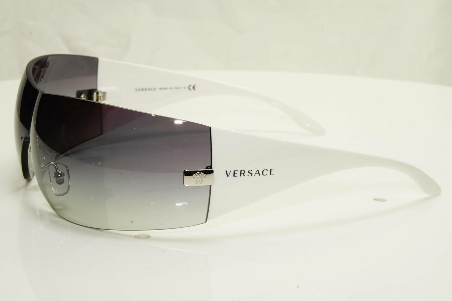 Authentic Versace Sunglasses White Shield Mens Womens Visor Ski 2054 1000/8G