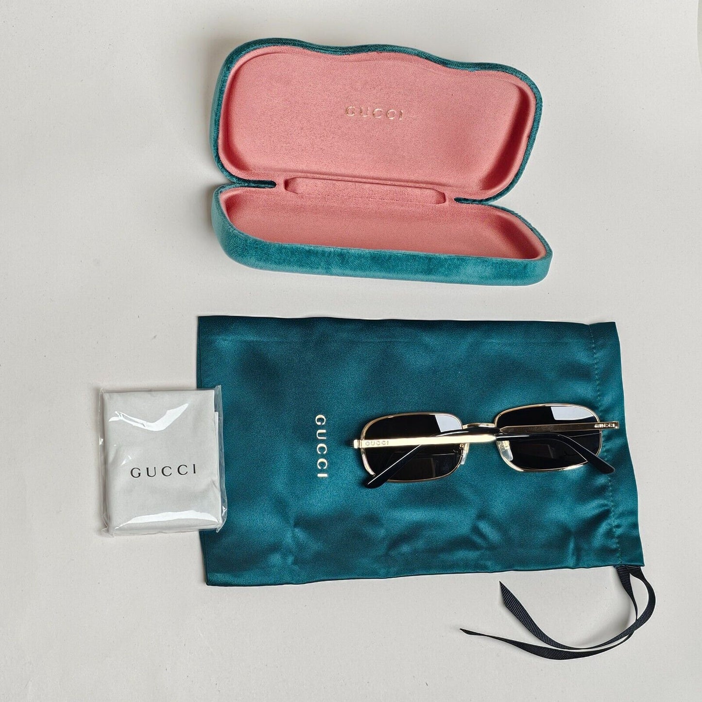 Gucci Sunglasses 2023 Gold Black Rectangle Metal Slim GG1457S 001 57mm 170125
