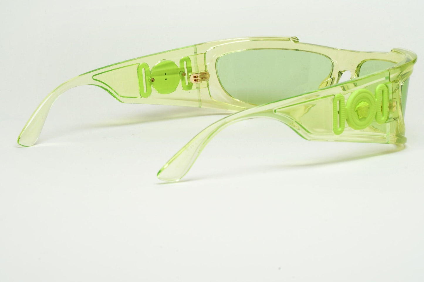 Versace Sunglasses Unisex Wrap Gold Medusa Transparent Green MOD VE 4446 5413/7