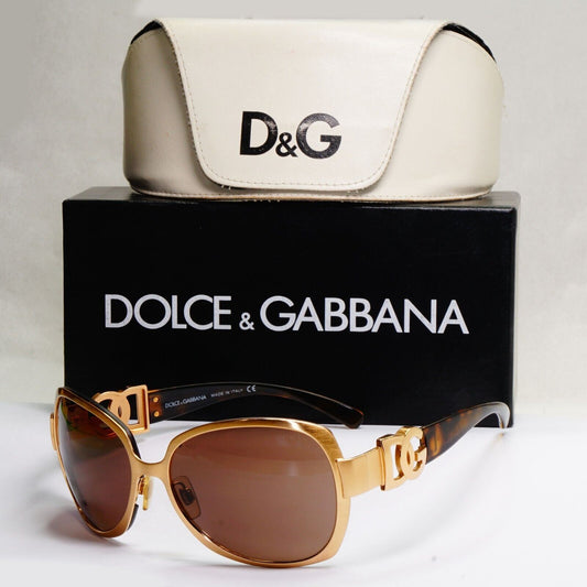 Dolce & Gabbana Sunglasses Vintage Gold Brown Square Metal DG 2031 065/73 270324