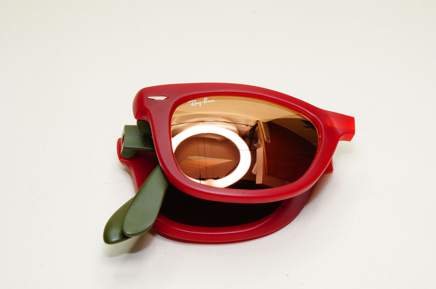 Ray-Ban Sunglasses Folding Wayfarer Red Green Gold Mirror RB 4105 6050/Z2 50mm