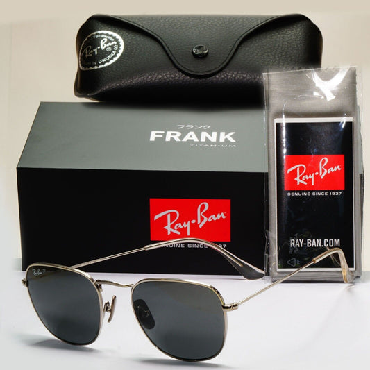 Ray-Ban Sunglasses Frank Titanium Polarized Silver Black RB 8157 9209/48 51mm