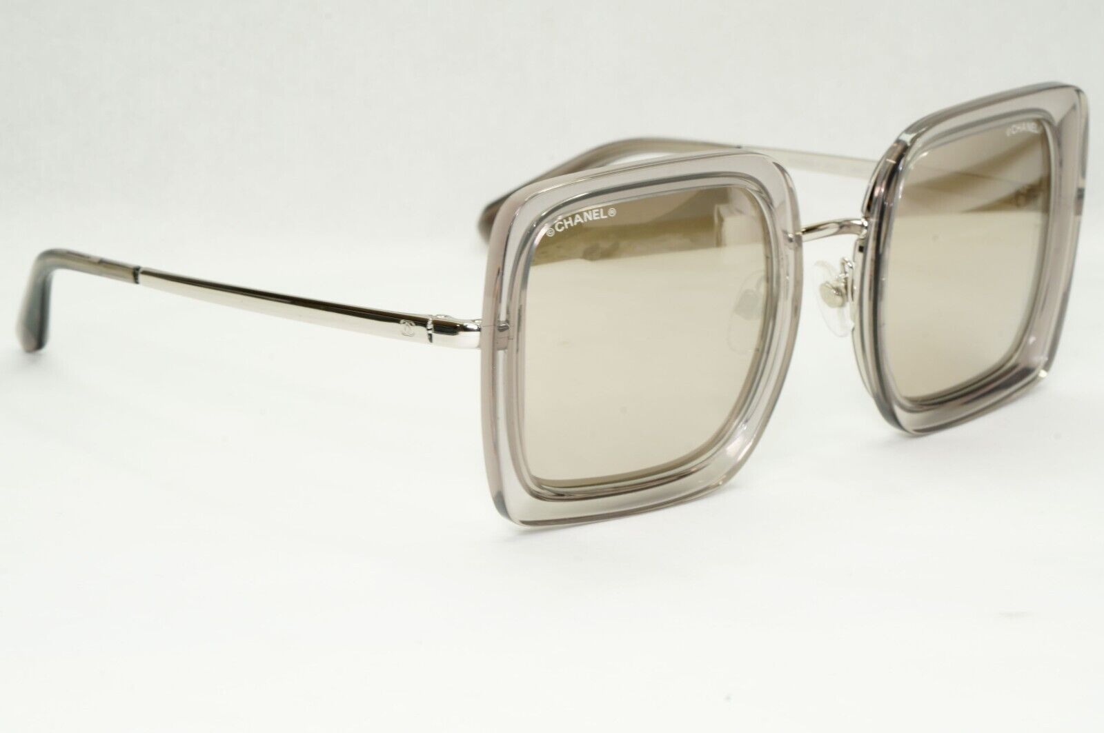 Chanel Sunglasses Silver Mirror Grey Transparent Square 4240 C.906/T7 041223