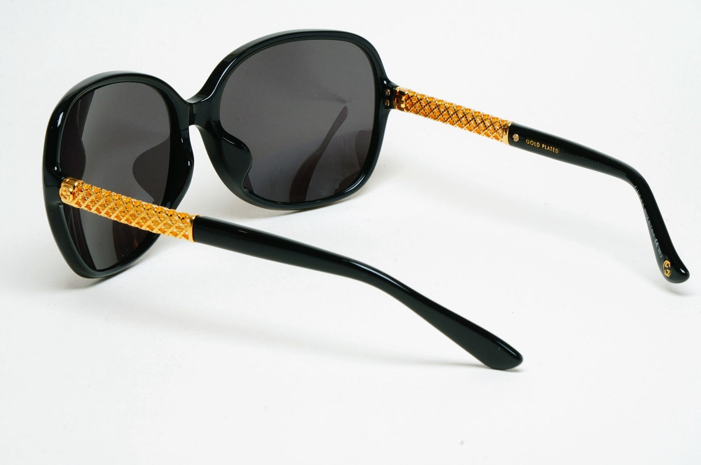 Gucci Sunglasses 2007 Vintage 24k Gold Plated Black Square GG 3707/F/S 2XTED