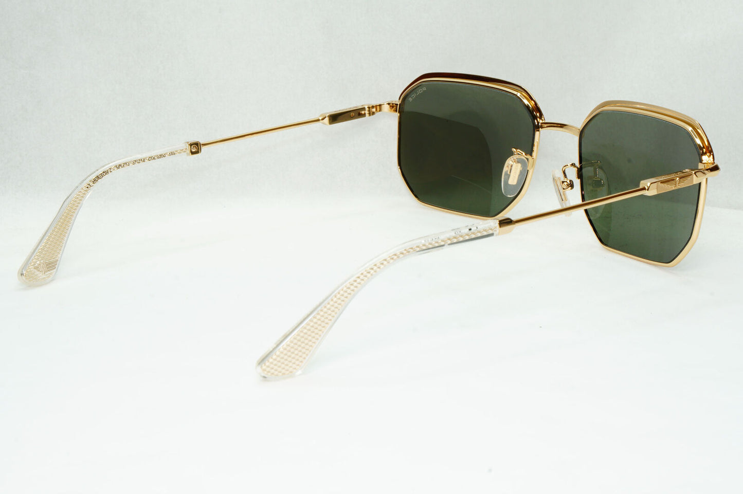 Police Sunglasses Pilot Hexagon Dull Green Gold SPL F73 Horizon 2 COL 0300