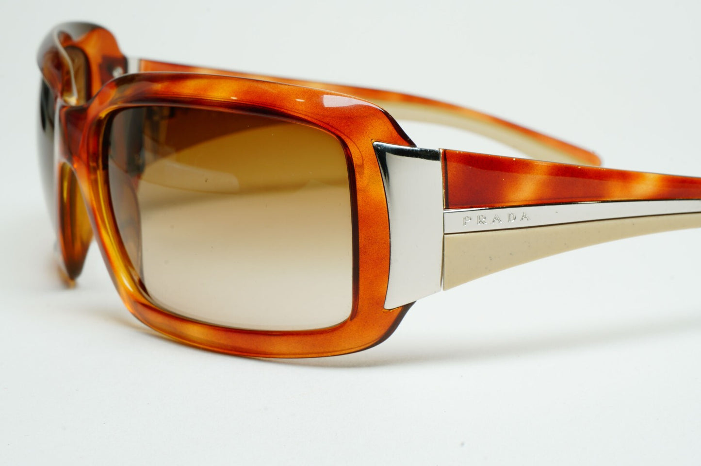 Prada Sunglasses 2006 Vintage Brown Tortoise Wrap PR01HS SPR 01H 4BW-6S1 130225
