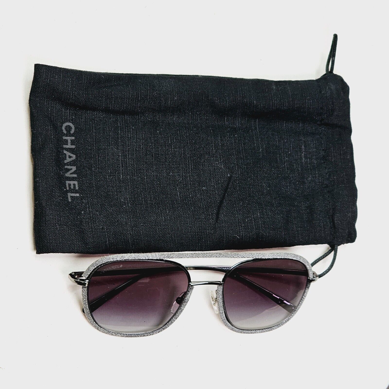 Chanel Sunglasses Denim Gunmetal Grey Gradient Pilot 4249-J c.108/S6 53mm