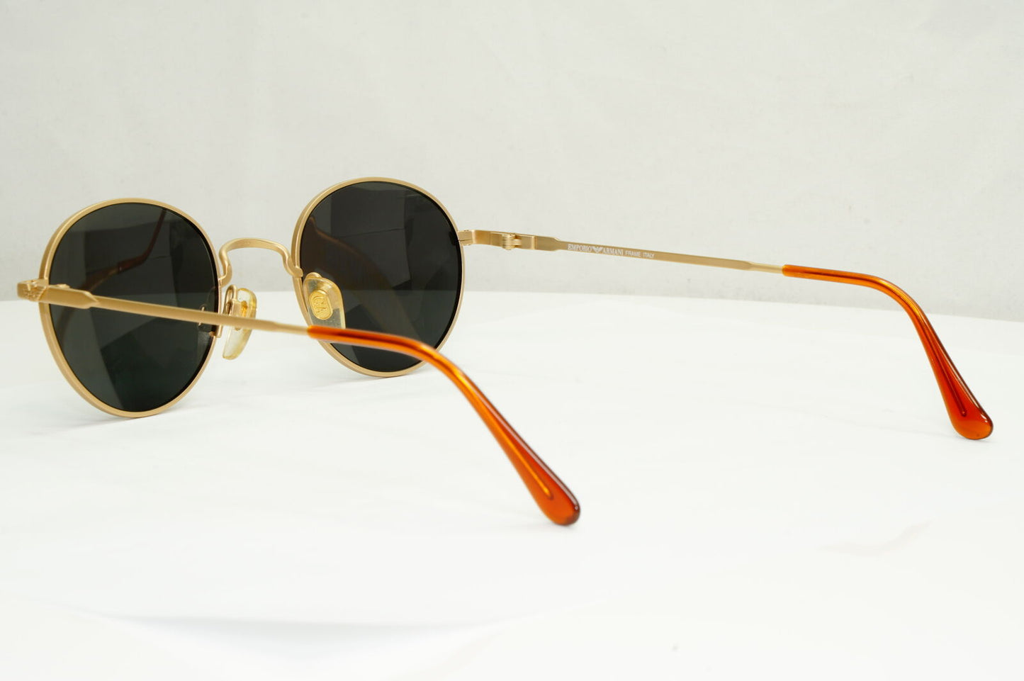 Emporio Armani Sunglasses 1997 Vintage Round Gold Black Metal Eagle 008-S 852