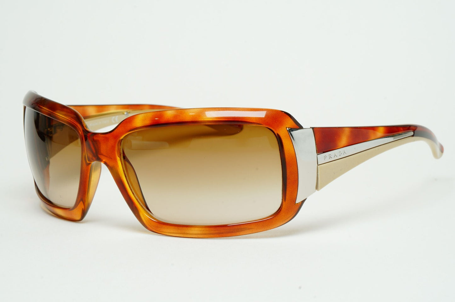 Prada Sunglasses 2006 Vintage Brown Tortoise Wrap PR01HS SPR 01H 4BW-6S1 130225