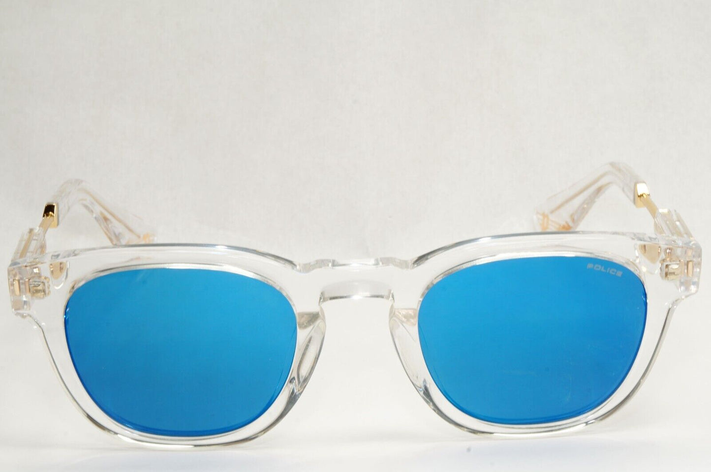 Police Sunglasses Transparent Blue Mirror Gold Thick SPL F70 Prince 1 COL 880D
