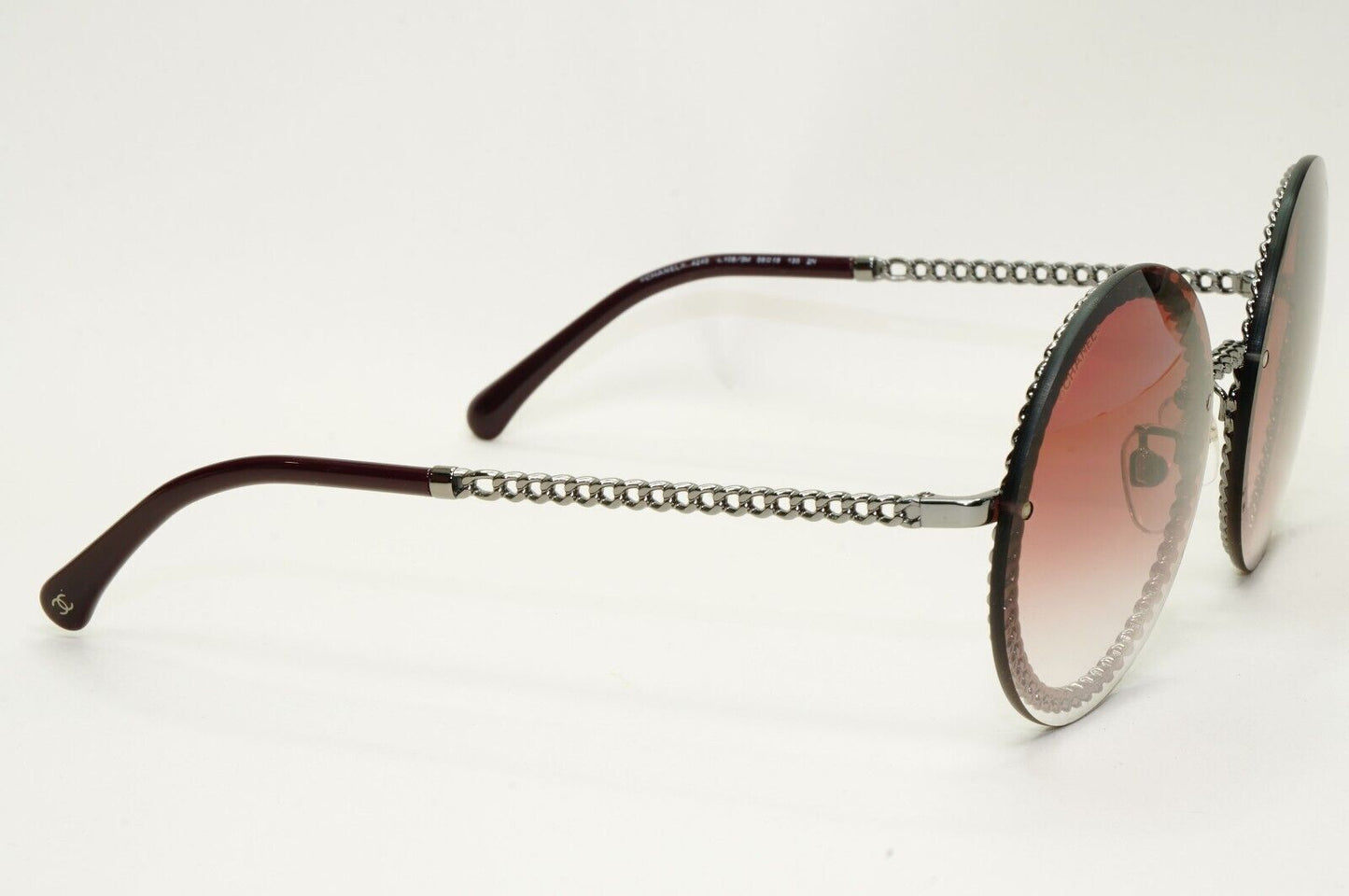Chanel Sunglasses Chain Round Rimless Metal Gunmetal Pink Gradient 4245 c.108/3M