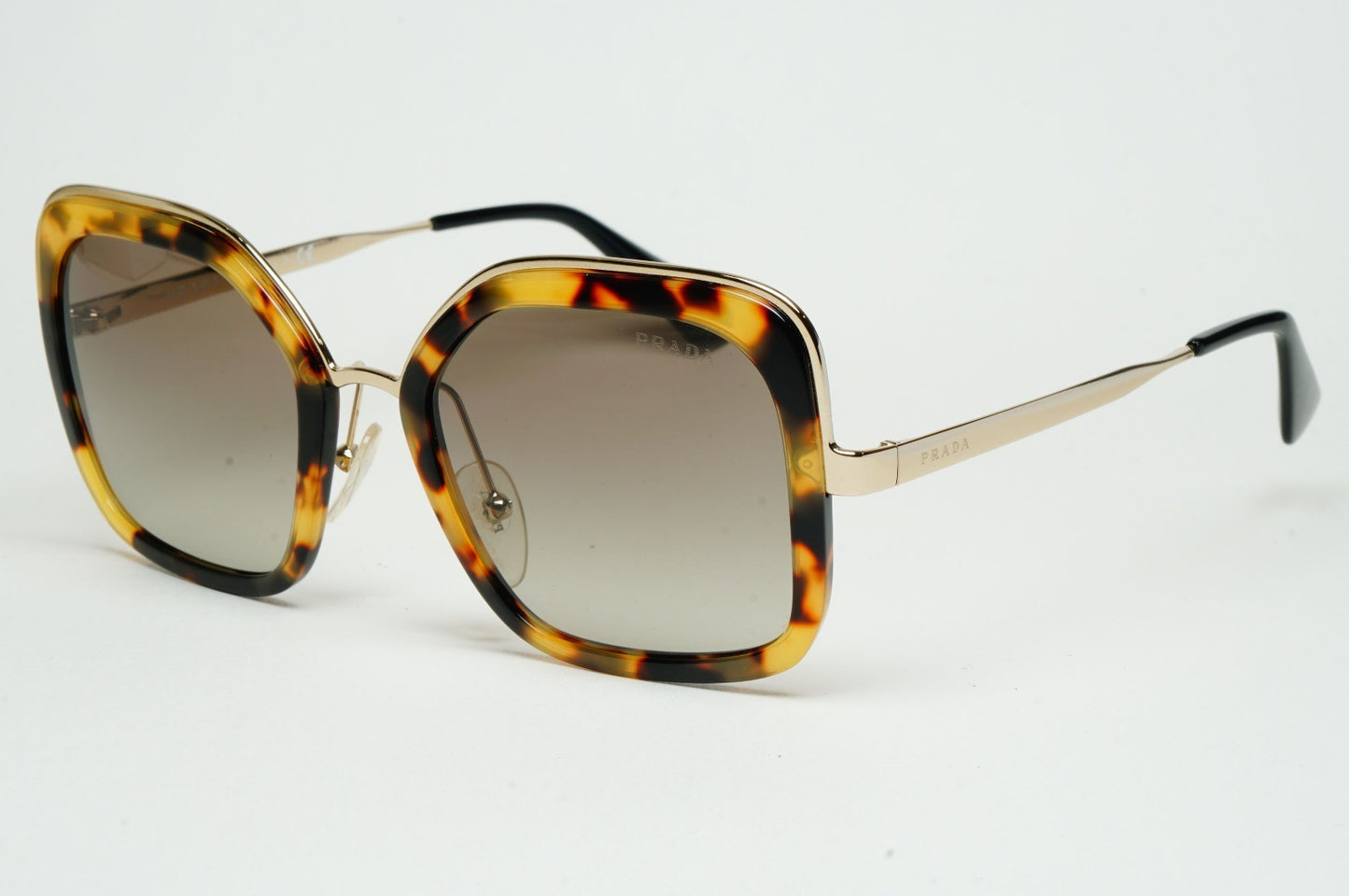Prada Sunglasses Gold Brown Tortoise Grey Square PR57US SPR 57U 7S0-5O2