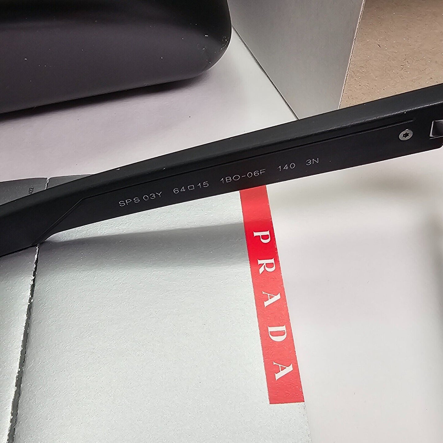 Prada Sunglasses Black Matte Wrap Grey Lens Vents PS03YS SPS 03Y 1BO-06F 64mm