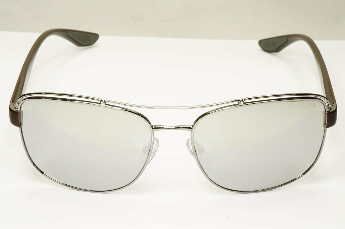 Prada Silver Mirror Sunglasses Mens Brown Sport Linea Rossa Red SPS 57V 5AV-09F