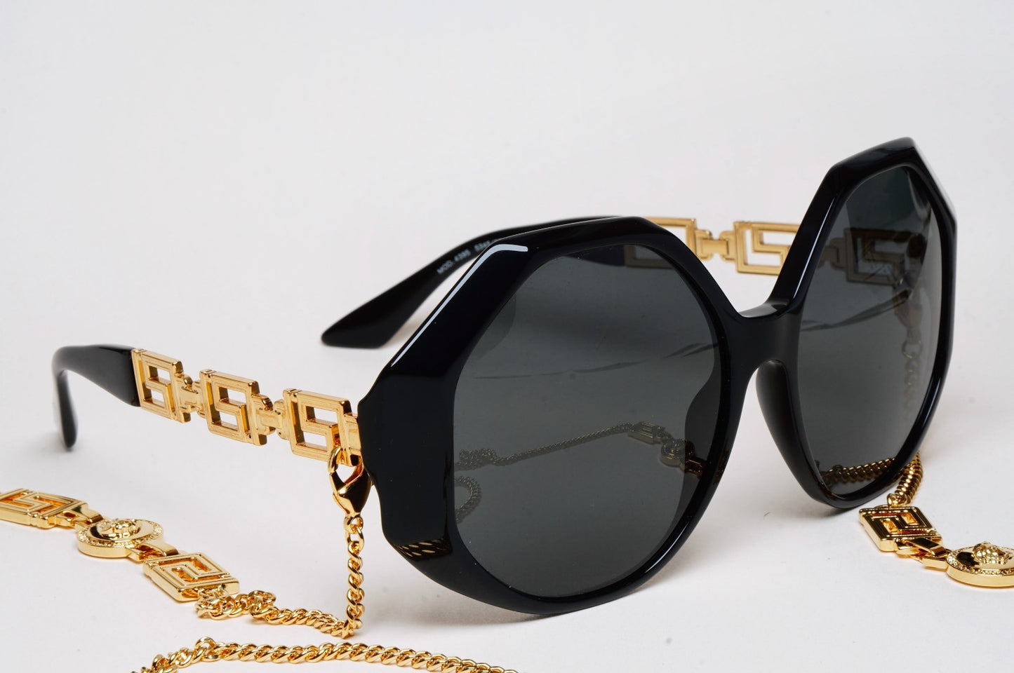 Versace Sunglasses Chain Gold Black Square Octagon Oversized MOD 4395 5345/87