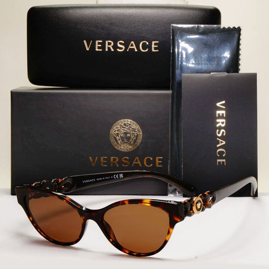 Versace Sunglasses Brown Gold Medusa Chain Tortoiseshell MOD VE 3305 108 55mm