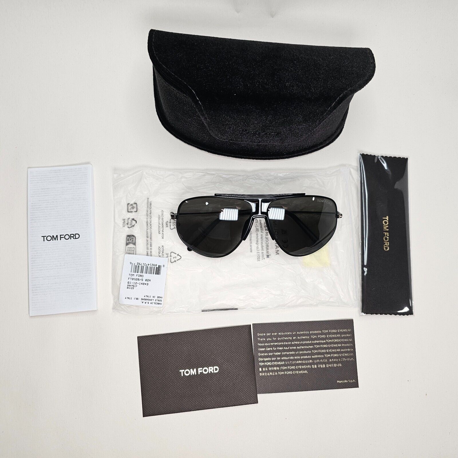Tom Ford Sunglasses Addison Black Grey Pilot Metal FT0928 TF 928 02A 61mm