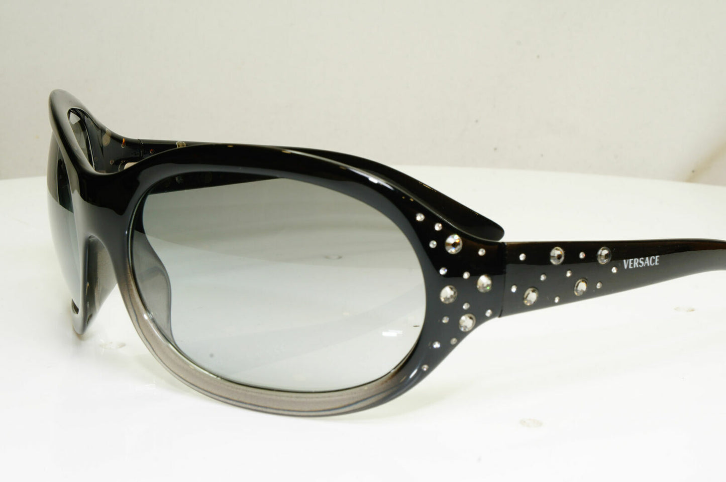 Versace Crystal Gem Black Grey Sunglasses Wrap Womens Designer 4063 528/11 29791