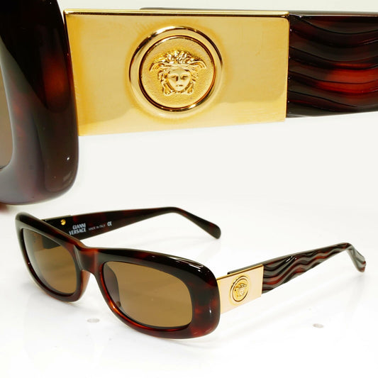 Gianni Versace 1996 Unisex Vintage Gold Medusa Sunglasses MOD 257/M COL 375
