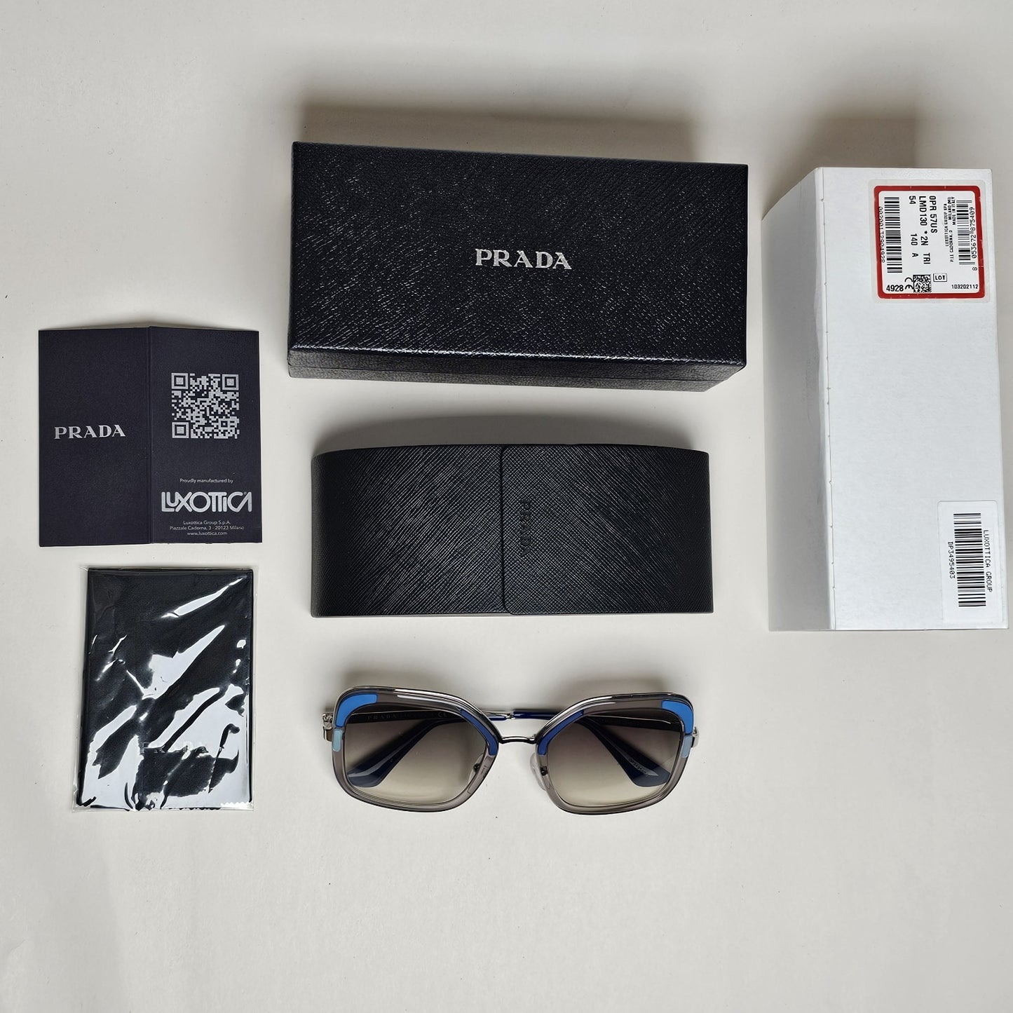 Prada Sunglasses Square Silver Grey Gradient Mosaic PR57US SPR 57U LMD-130