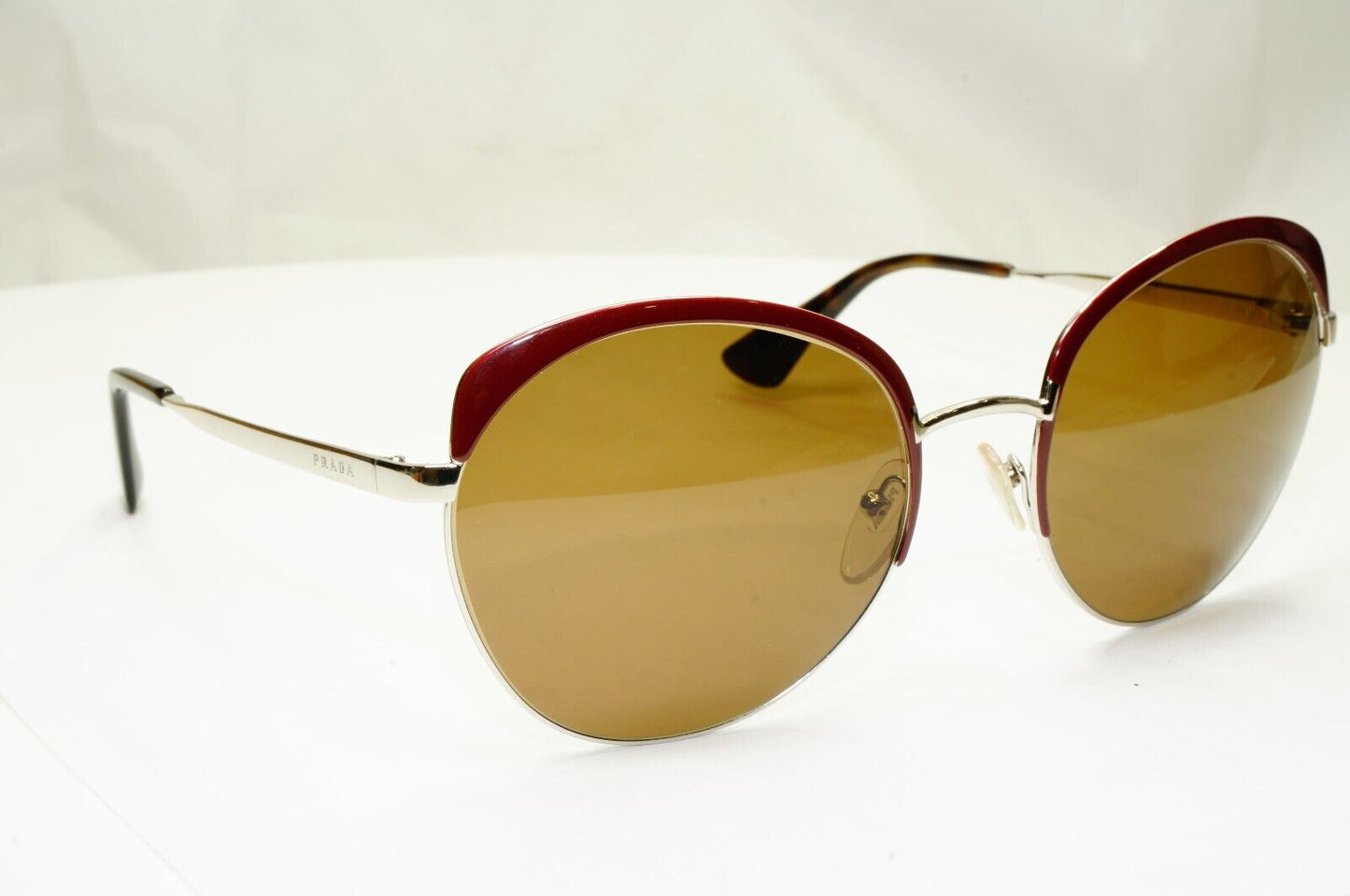 Prada Sunglasses Brown Silver Burgundy Metal SPR 54S UF6-4O0 59mm 160824
