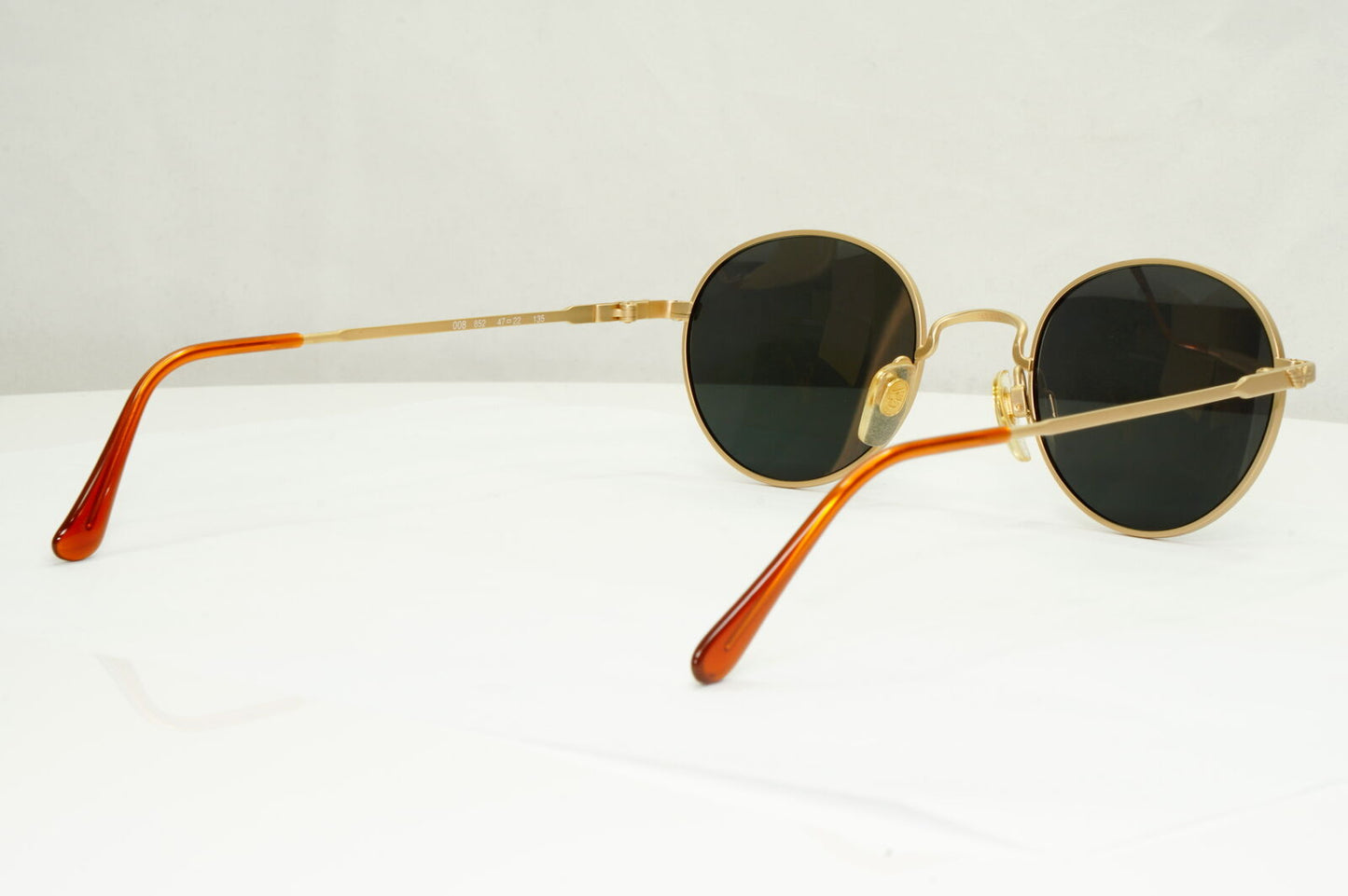 Emporio Armani Sunglasses 1997 Vintage Round Gold Black Metal Eagle 008-S 852