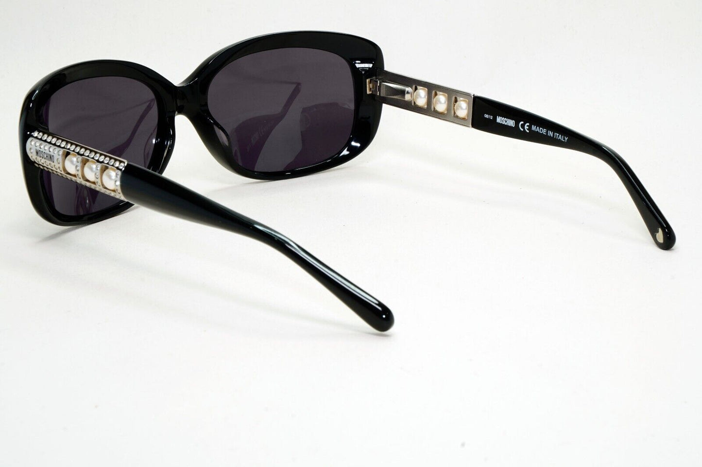 Moschino Sunglasses 2005 Vintage Black Silver Pearl Square MO572 01 101124