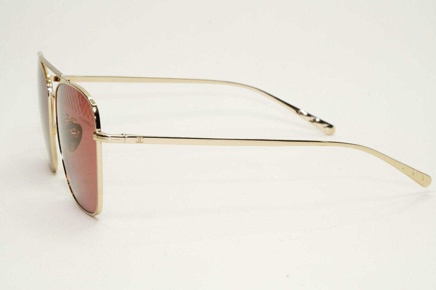 Chanel Sunglasses Gold Red Square Navigator Metal Pilot 4256 c.395/0H 55mm