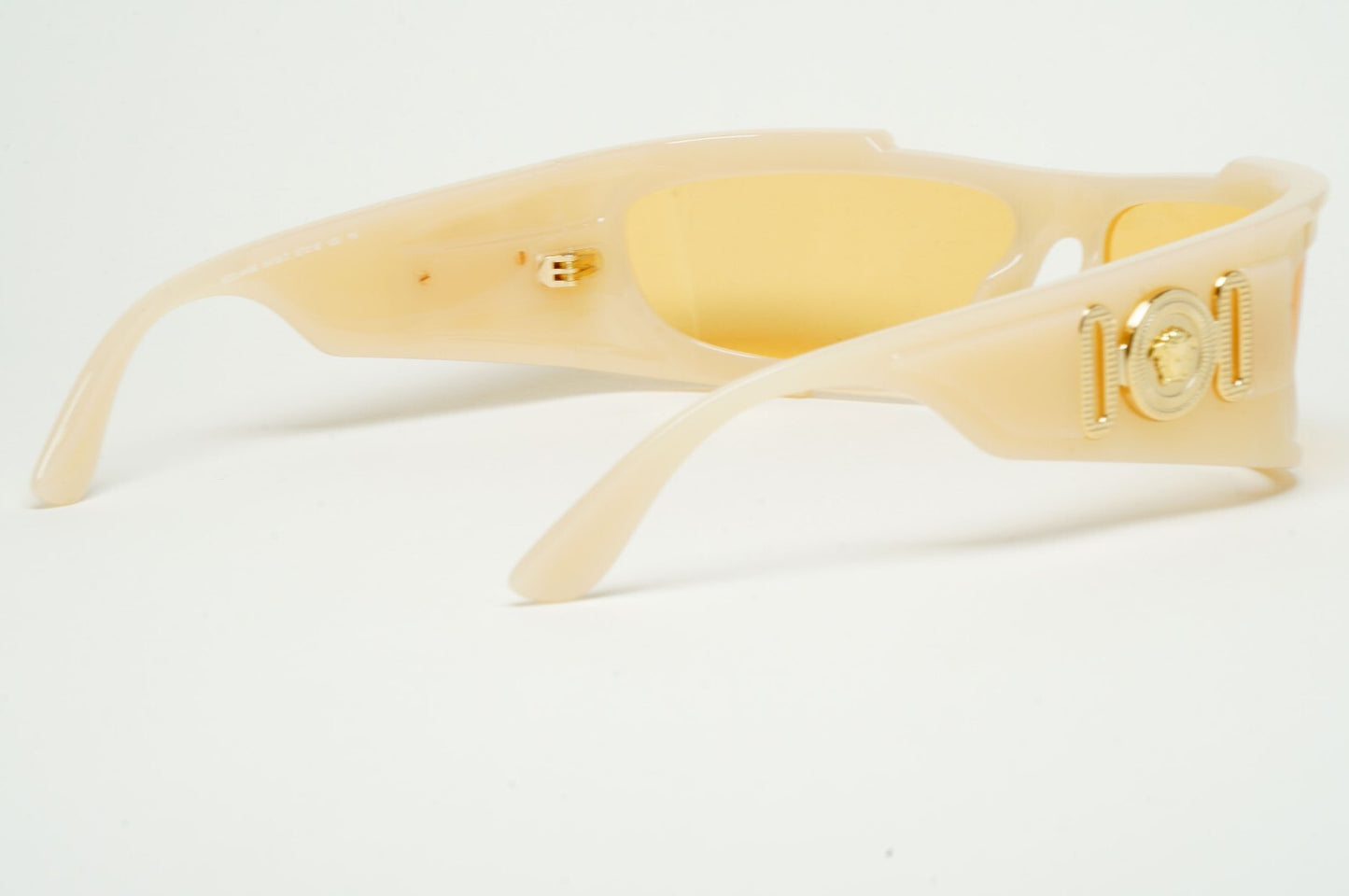Versace Sunglasses Unisex Wrap Gold Medusa Opal Beige Orange MOD VE 4446 5413/7
