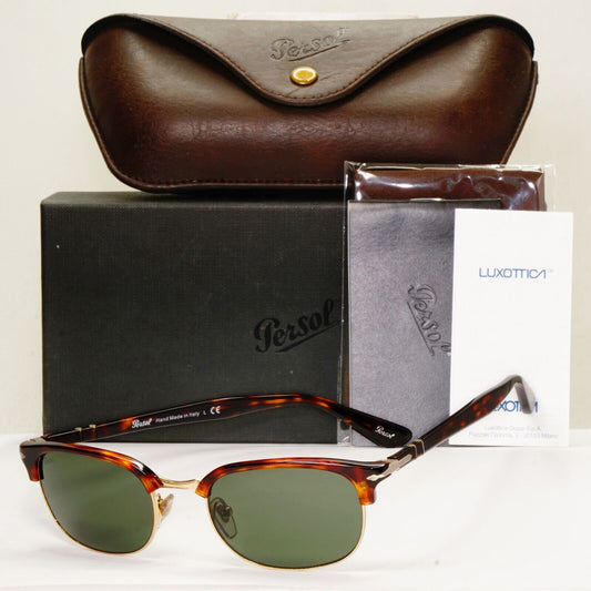 Persol Sunglasses 2015 Brown Tortoise Green Rectangle Vintage 8139-S 24/31 52mm