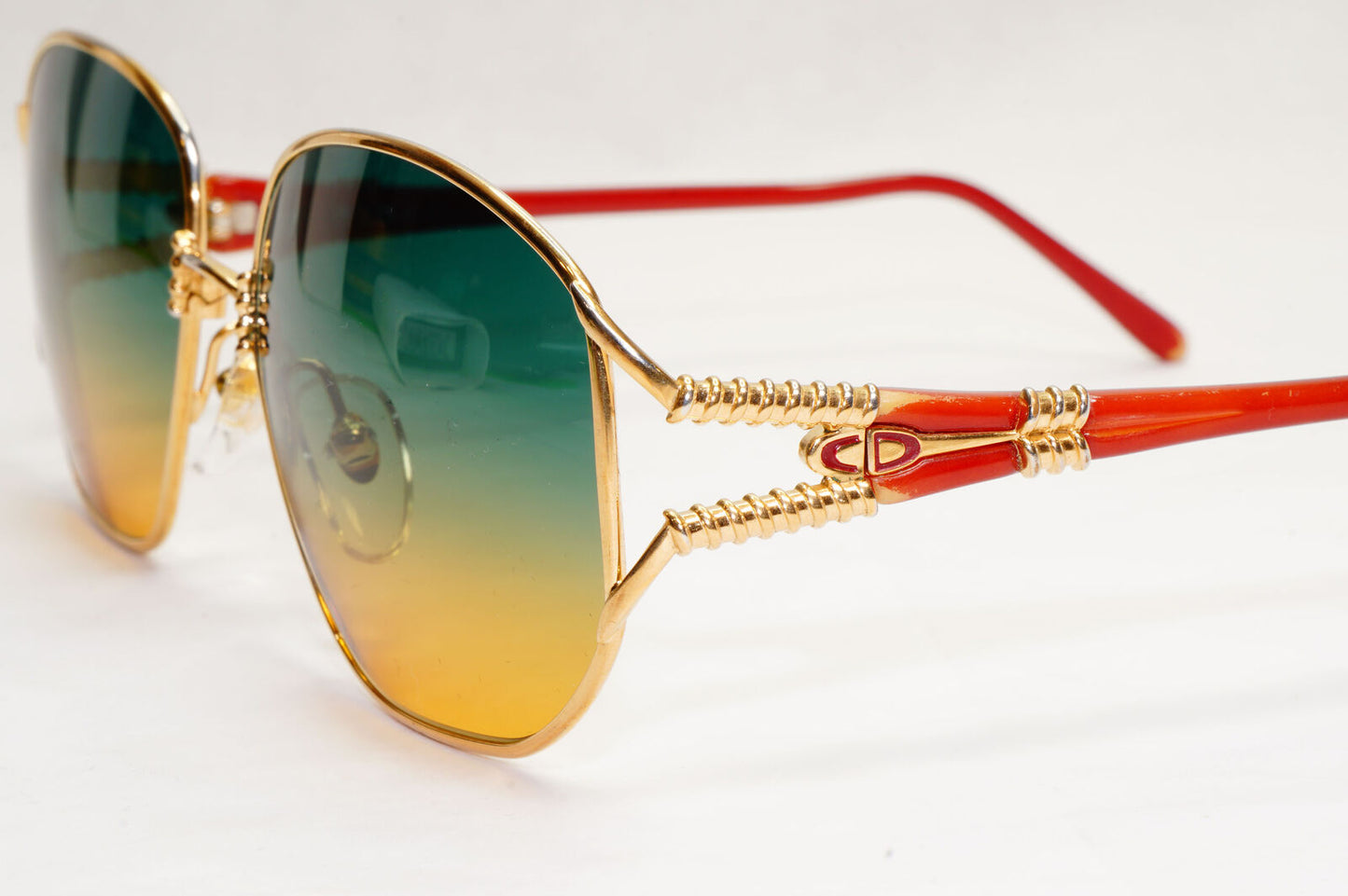 Dior Sunglasses Vintage 1990s Red Gold Green Brown Germany 2492 43 55mm 200124