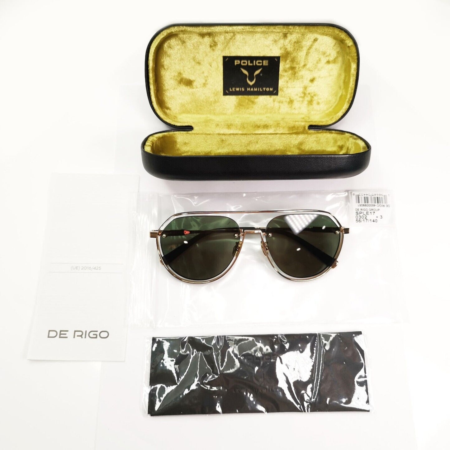 Police Lewis Hamilton F1 Sunglasses Gold Green Metal Pilot SPL E17 COL 0302