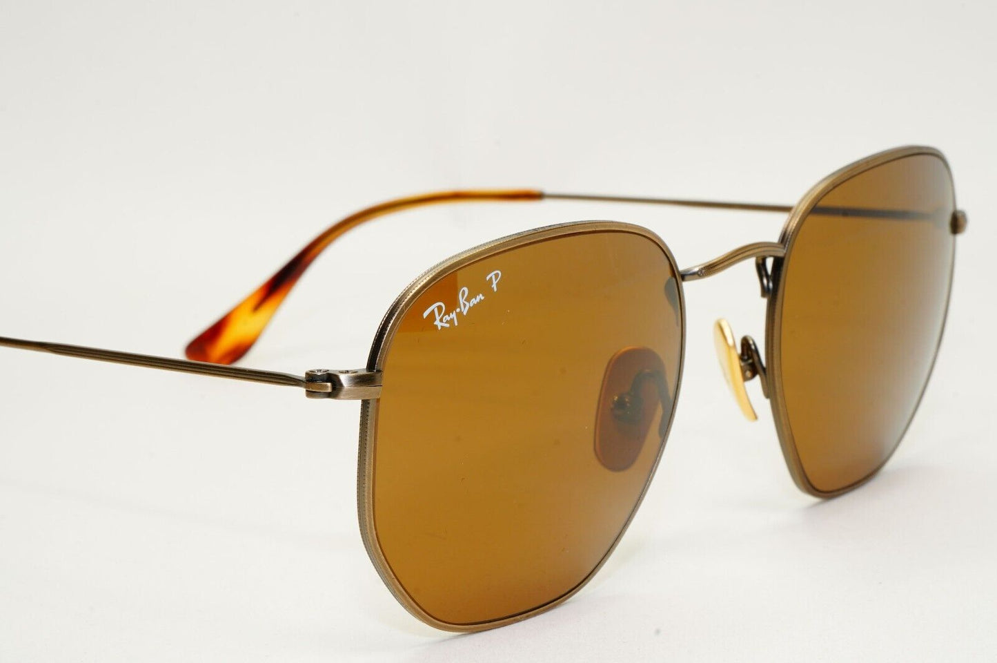 Ray-Ban Sunglasses Hexagonal Titanium Polarised Brown RB 8148 9207/57 54mm