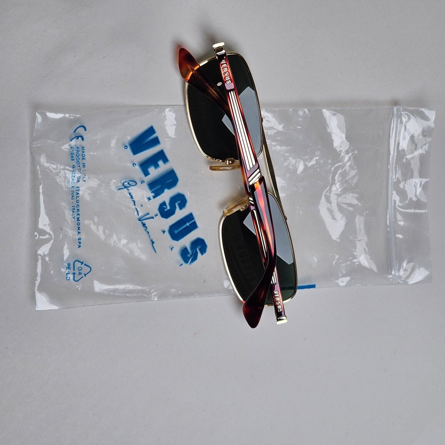 Versus Sunglasses 1996 by Gianni Versace Vintage Rectangle Green MOD F06 COL 32M