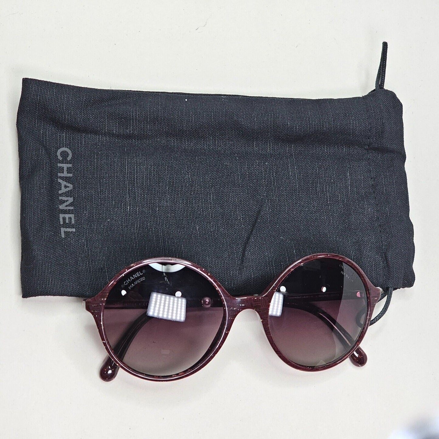 Chanel Sunglasses Pearl Polarized Dark Red Burgundy Round 5391-H c.1638/K5
