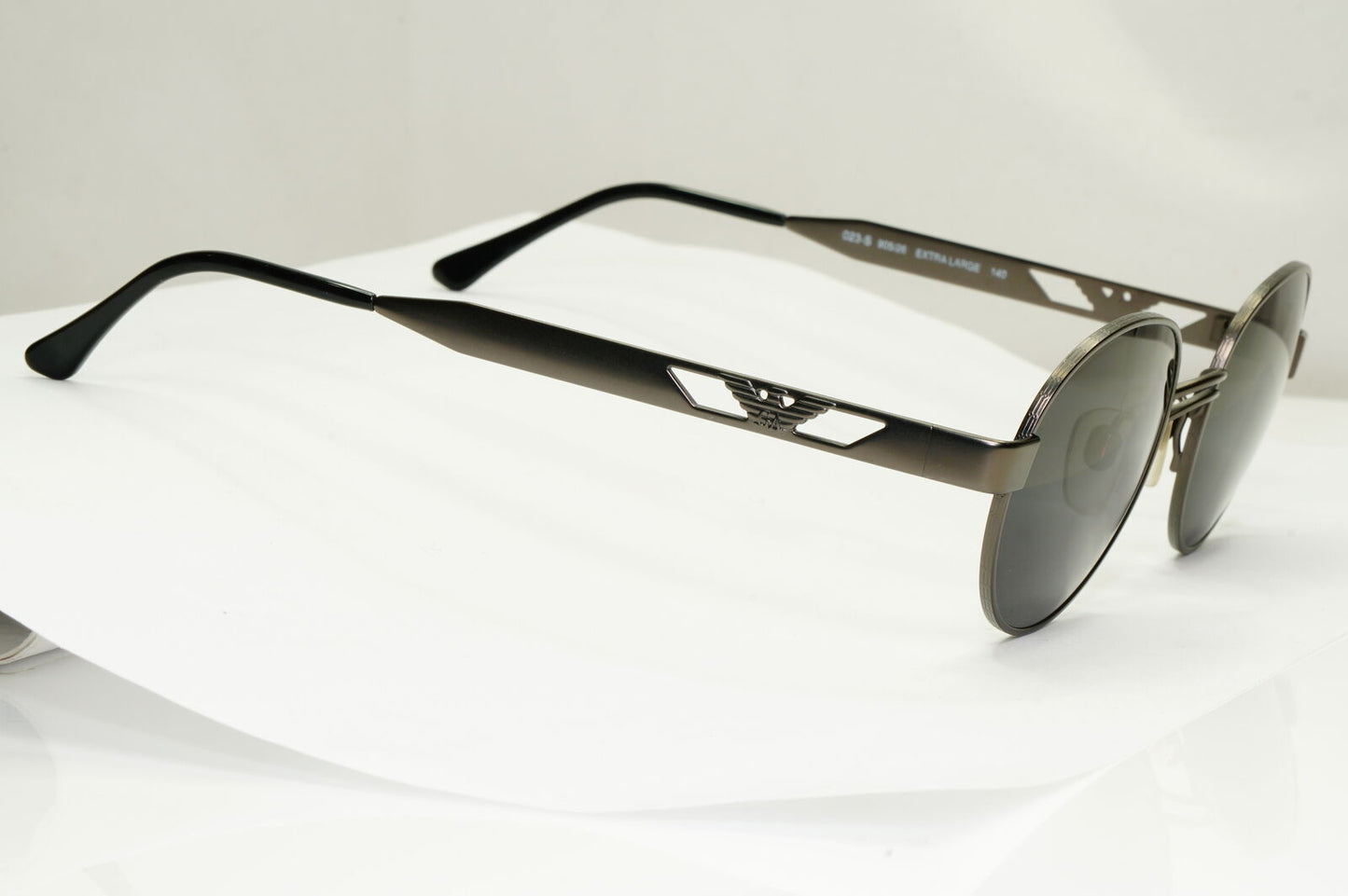 Emporio Armani Sunglasses 1997 Vintage Gunmetal Grey Black Eagle 023-S 905/26 XL