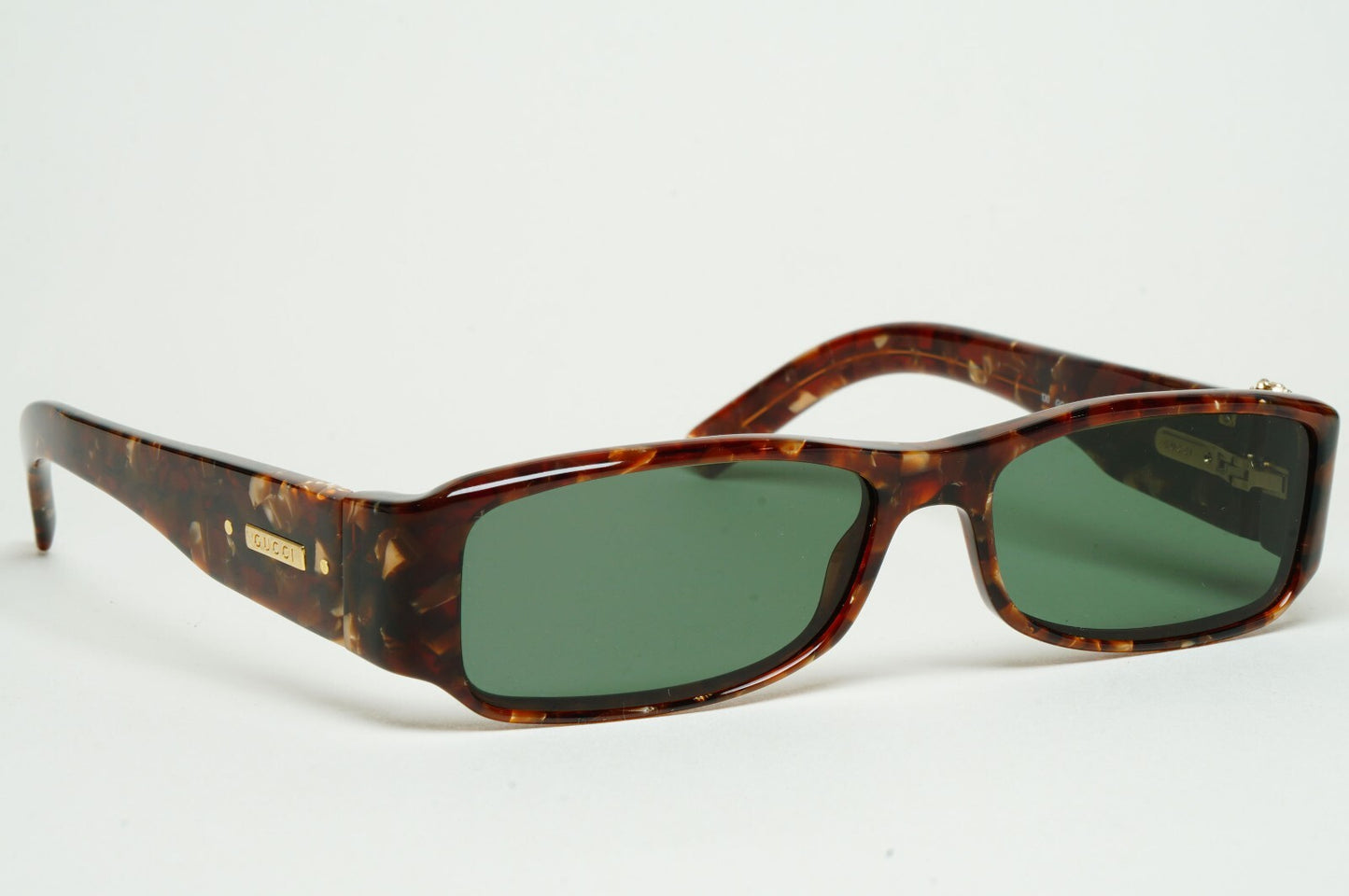 Gucci Sunglasses 2004 Vintage Gold Bee Green Havana Rectangle GG 2904 EGQ 52mm B