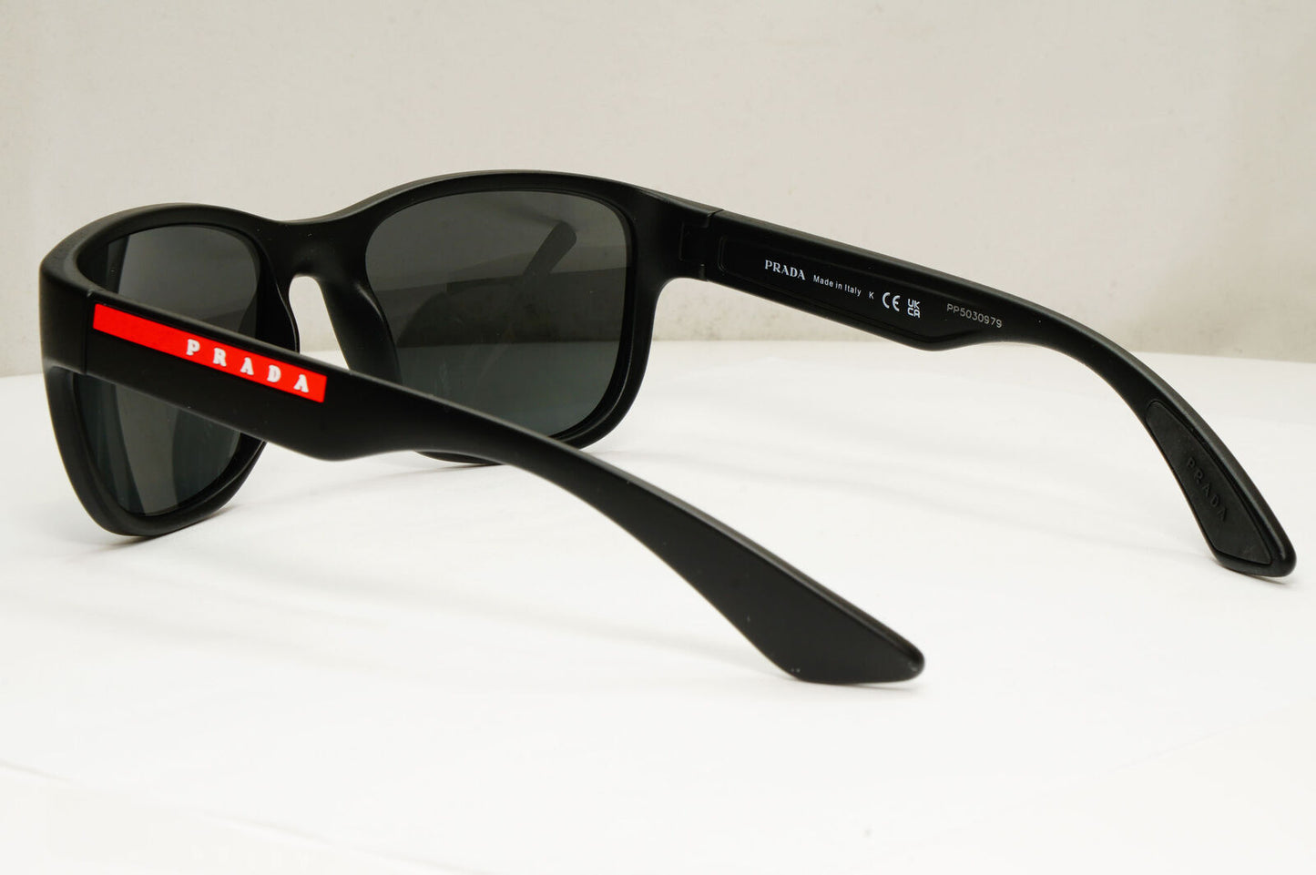 Prada Sunglasses Black Matte Rubber Square Red PS01US SPS 01U DG0-5S0 55mm
