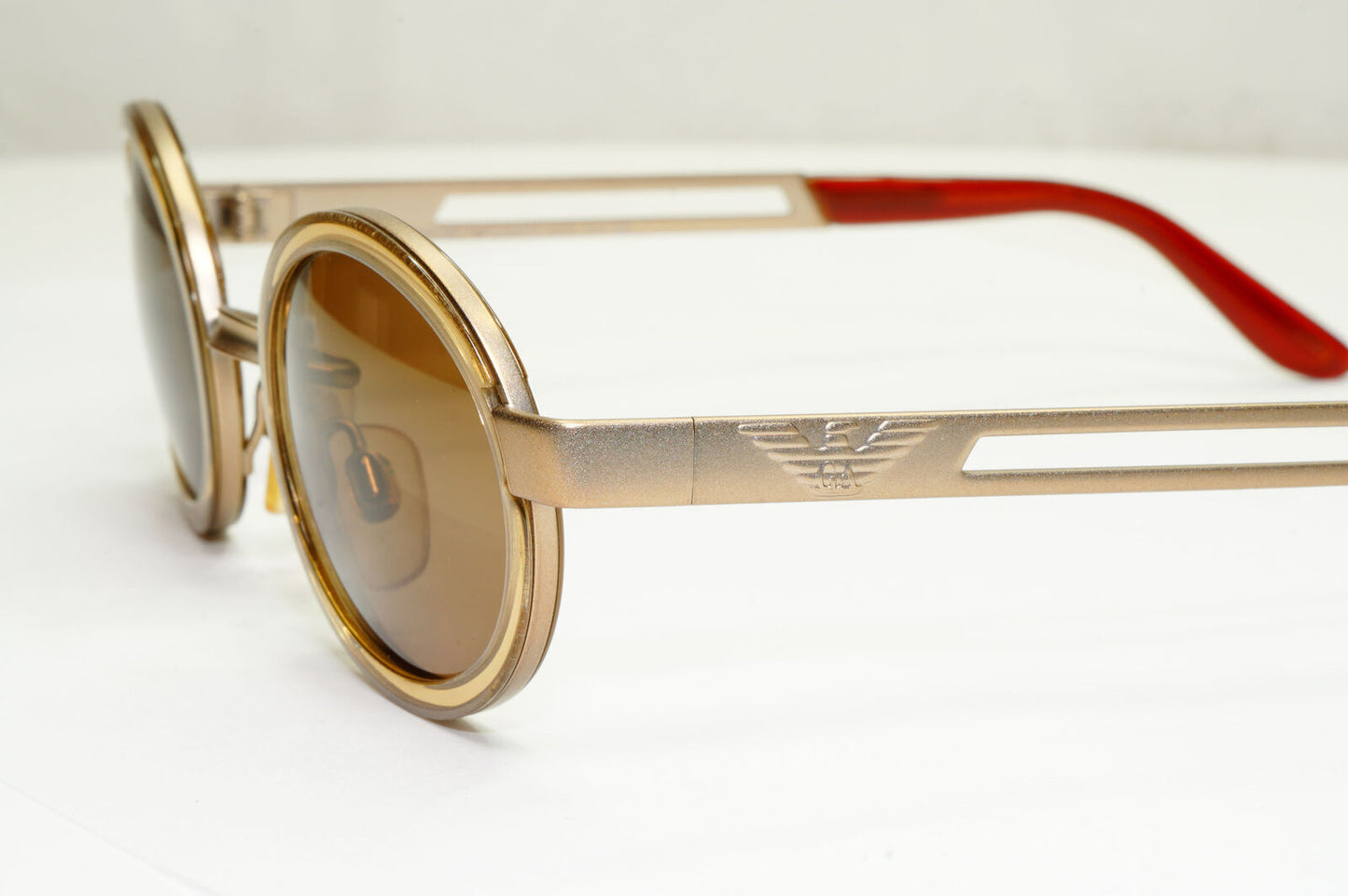 Emporio Armani Sunglasses 1997 Vintage Bronze Brown Honey Oval Eagle 057-S 989