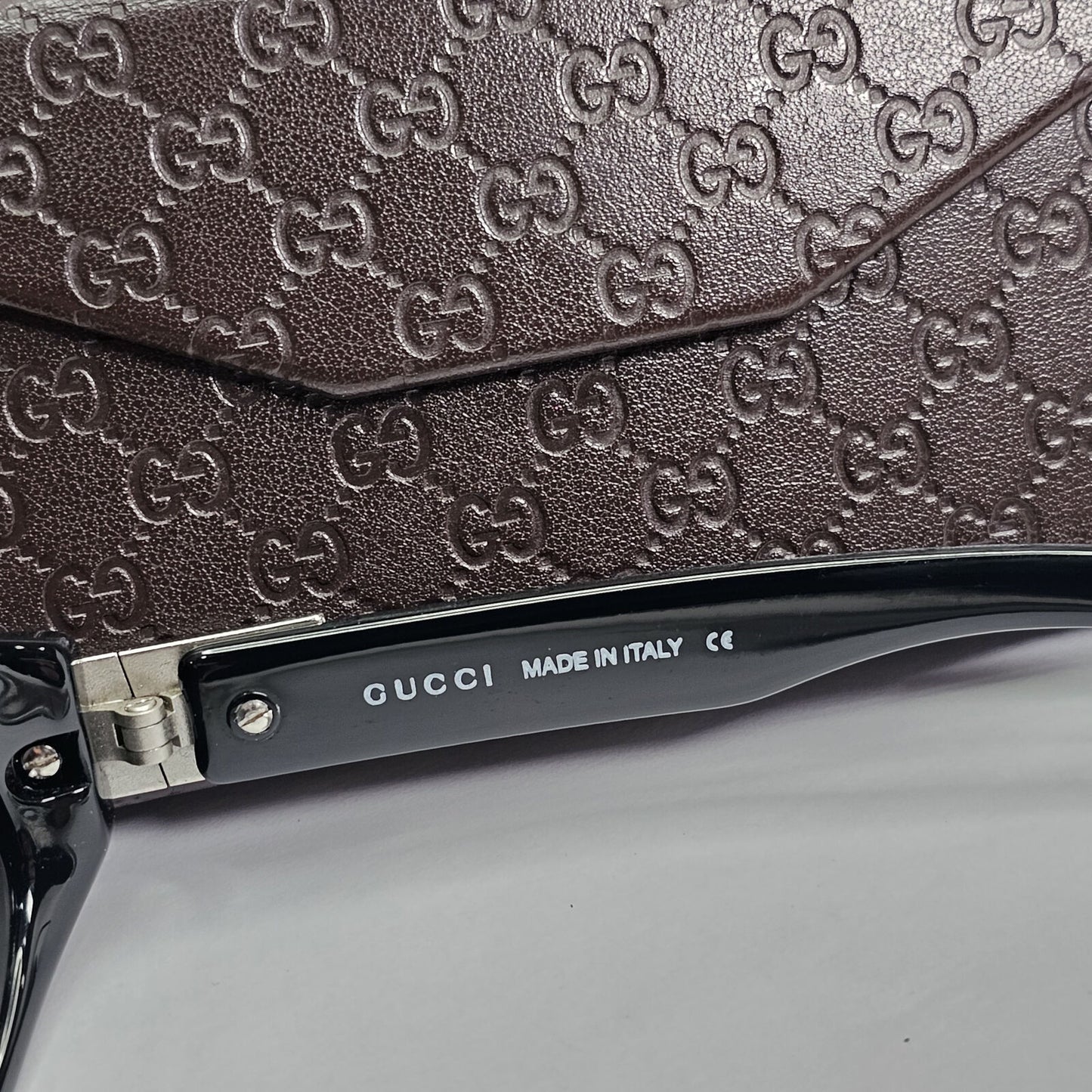 Gucci Sunglasses 1998 Vintage Black Silver Rectangle GG 2411/S D28 55mm 180224