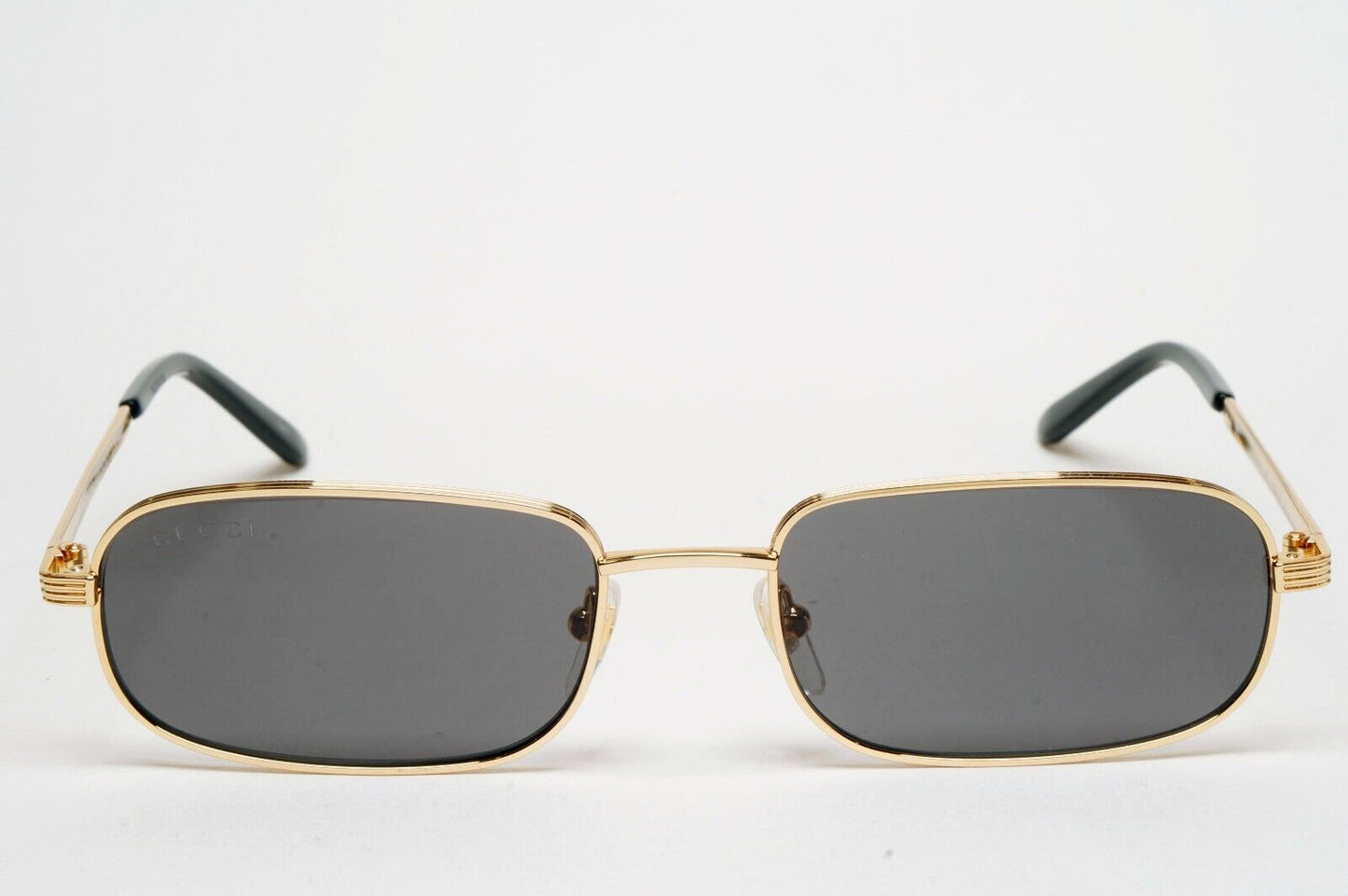 Gucci Sunglasses 2023 Gold Black Rectangle Metal Slim GG1457S 001 57mm 170125