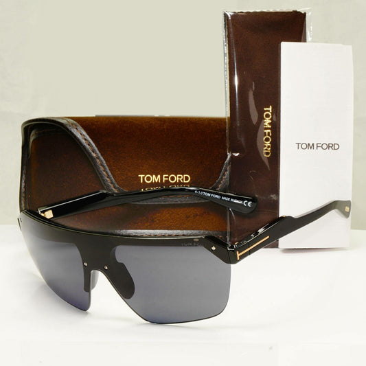 Authentic Tom Ford Mens Shield Visor Glossy Black Sunglasses Razor TF 797 01A